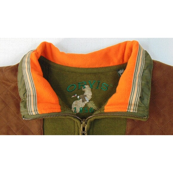 Orvis Sweater Mens Large  Green 1/4 Zip Pullover Preppy Outdoors Shooting Pads - Picture 5 of 10